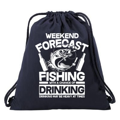 Weekend Forecast Fishing And Drinking Drawstring Bag