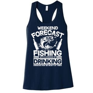 Weekend Forecast Fishing And Drinking Women's Racerback Tank