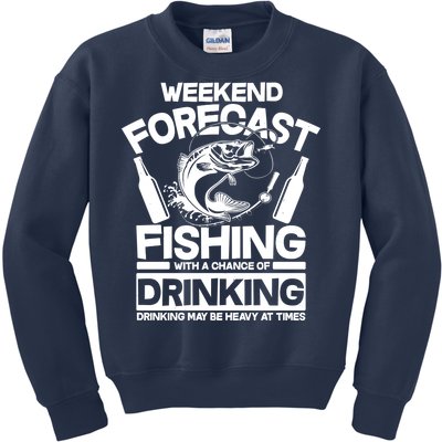 Weekend Forecast Fishing And Drinking Kids Sweatshirt