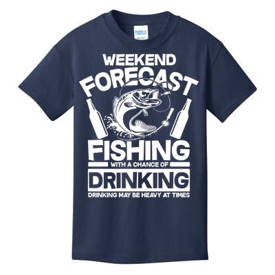 Weekend Forecast Fishing And Drinking Kids T-Shirt