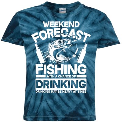 Weekend Forecast Fishing And Drinking Kids Tie-Dye T-Shirt