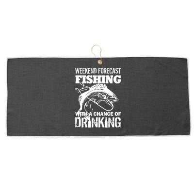 Weekend Forecast Fishing With A Chance Of Drinking Large Microfiber Waffle Golf Towel