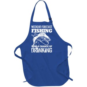 Weekend Forecast Fishing With A Chance Of Drinking Full-Length Apron With Pockets