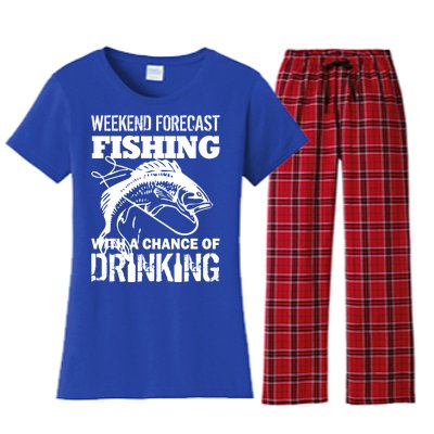 Weekend Forecast Fishing With A Chance Of Drinking Women's Flannel Pajama Set