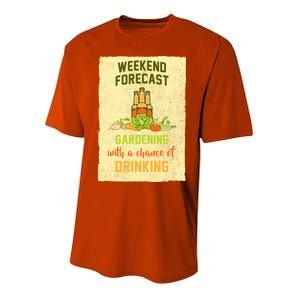 Weekend Forecast Gardening With A Chance Of Drinking Youth Performance Sprint T-Shirt