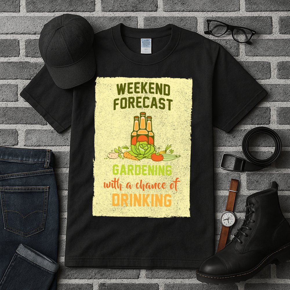 Weekend Forecast Gardening With A Chance Of Drinking Tall T-Shirt