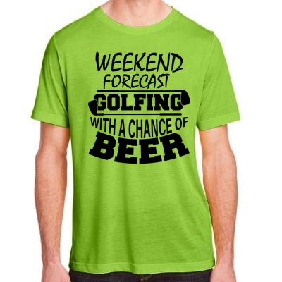 Weekend Forecast Golfing With A Side Of Beer Adult ChromaSoft Performance T-Shirt