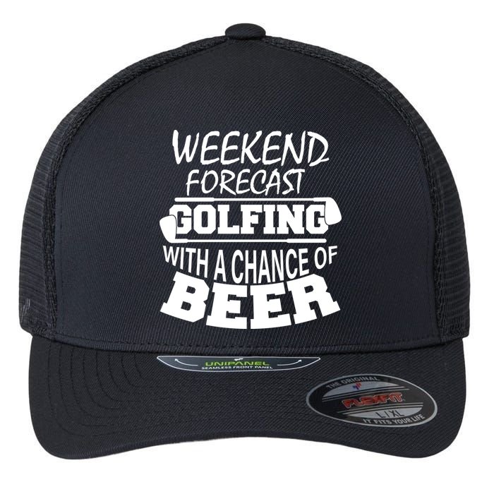 Weekend Forecast Golfing With A Side Of Beer Flexfit Unipanel Trucker Cap