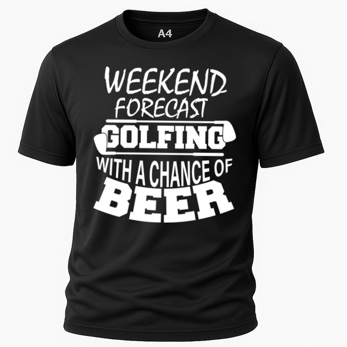 Weekend Forecast Golfing With A Side Of Beer Performance Shirt
