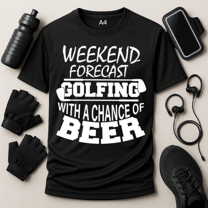 Weekend Forecast Golfing With A Side Of Beer Performance Shirt