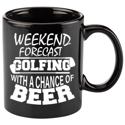 Weekend Forecast Golfing With A Side Of Beer 11oz C Handle Ceramic Mug