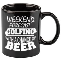 Weekend Forecast Golfing With A Side Of Beer 11oz C Handle Ceramic Mug