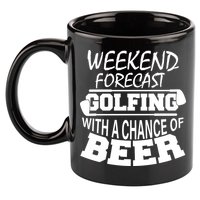 Weekend Forecast Golfing With A Side Of Beer 11oz C Handle Ceramic Mug