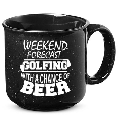 Weekend Forecast Golfing With A Side Of Beer 15oz Campfire Ceramic Mug