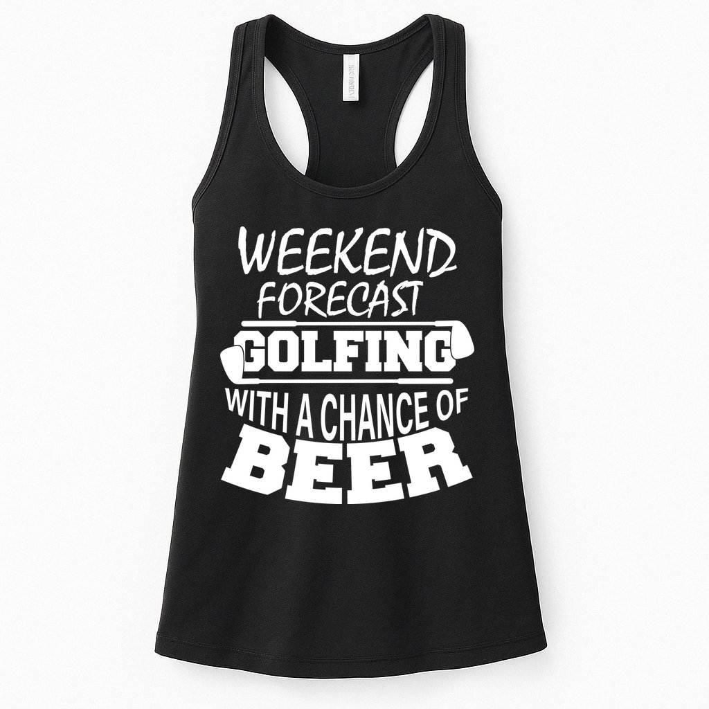 Weekend Forecast Golfing With A Side Of Beer Womens Tank Top
