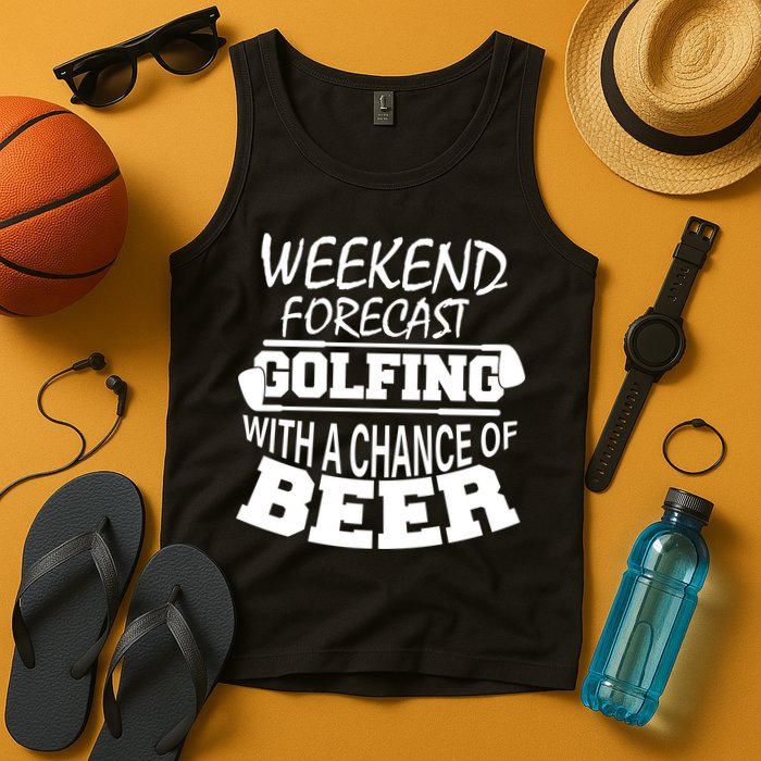 Weekend Forecast Golfing With A Side Of Beer Tank Top