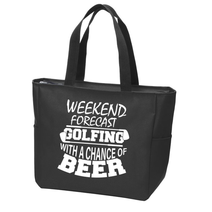 Weekend Forecast Golfing With A Side Of Beer Zip Tote Bag
