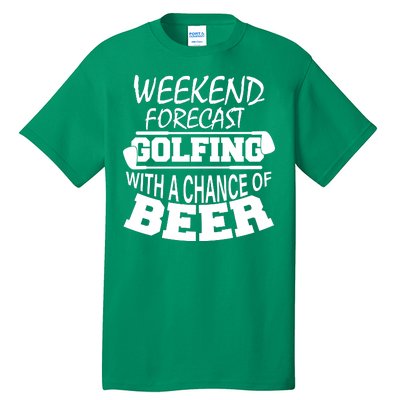 Weekend Forecast Golfing With A Side Of Beer Tall T-Shirt