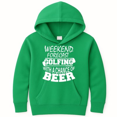 Weekend Forecast Golfing With A Side Of Beer Kids Hoodie