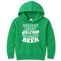 Weekend Forecast Golfing With A Side Of Beer Kids Hoodie