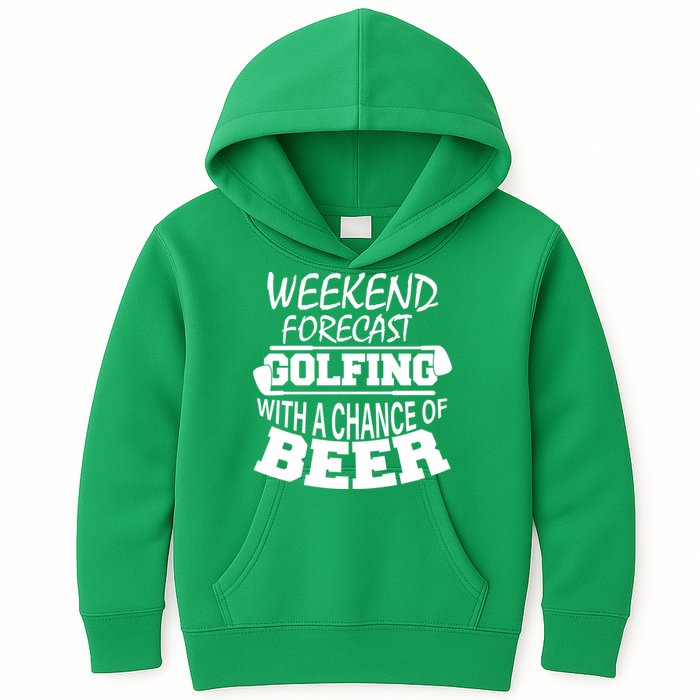 Weekend Forecast Golfing With A Side Of Beer Kids Hoodie
