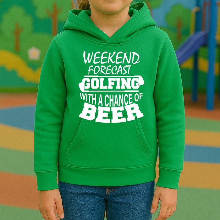 Weekend Forecast Golfing With A Side Of Beer Kids Hoodie