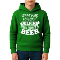 Weekend Forecast Golfing With A Side Of Beer Kids Hoodie