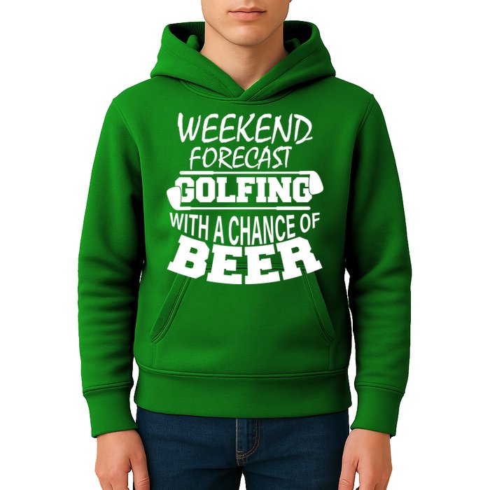 Weekend Forecast Golfing With A Side Of Beer Kids Hoodie
