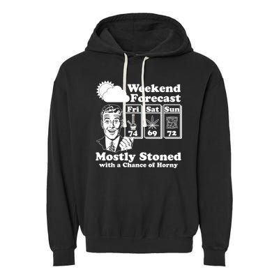 Weekend Forecast Mostly Stone With A Chance of Horny Vintage Retro Garment-Dyed Fleece Hoodie
