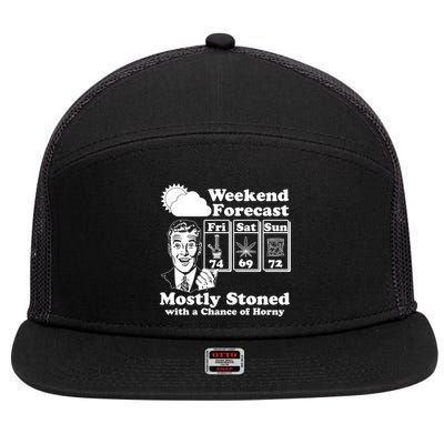 Weekend Forecast Mostly Stone With A Chance of Horny Vintage Retro 7 Panel Mesh Trucker Snapback Hat