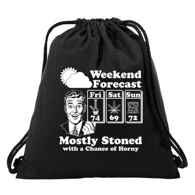 Weekend Forecast Mostly Stone With A Chance of Horny Vintage Retro Drawstring Bag