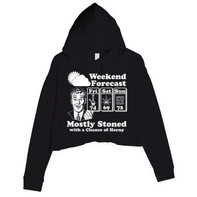 Weekend Forecast Mostly Stone With A Chance of Horny Vintage Retro Crop Fleece Hoodie
