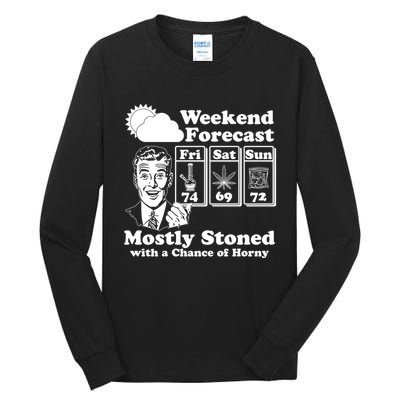 Weekend Forecast Mostly Stone With A Chance of Horny Vintage Retro Tall Long Sleeve T-Shirt