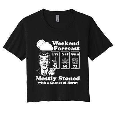 Weekend Forecast Mostly Stone With A Chance of Horny Vintage Retro Crop Top