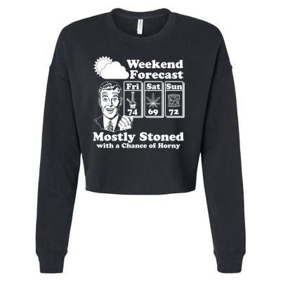 Weekend Forecast Mostly Stone With A Chance of Horny Vintage Retro Cropped Pullover Crew