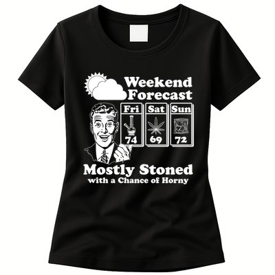 Weekend Forecast Mostly Stone With A Chance of Horny Vintage Retro Womens T-Shirt