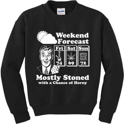 Weekend Forecast Mostly Stone With A Chance of Horny Vintage Retro Kids Sweatshirt