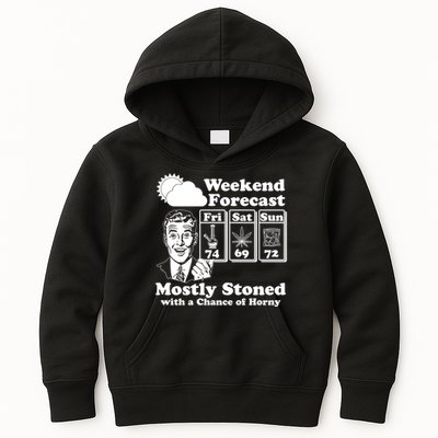 Weekend Forecast Mostly Stone With A Chance of Horny Vintage Retro Kids Hoodie