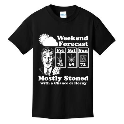 Weekend Forecast Mostly Stone With A Chance of Horny Vintage Retro Kids T-Shirt