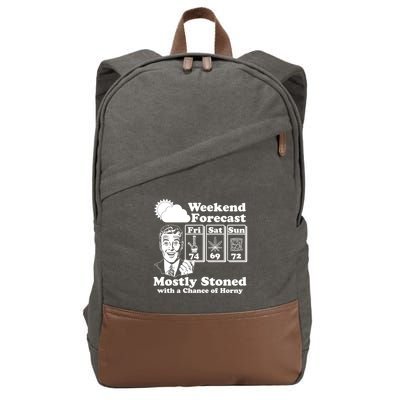 Weekend Forecast Mostly Stone With A Chance of Horny Vintage Retro Cotton Canvas Backpack