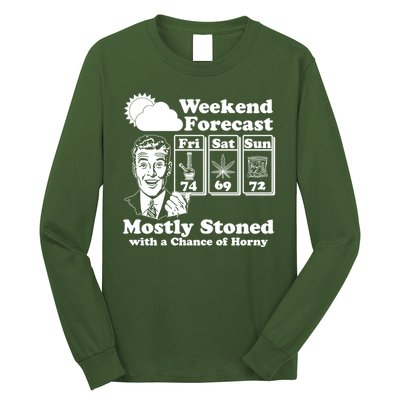 Weekend Forecast Mostly Stone With A Chance of Horny Vintage Retro Long Sleeve Shirt