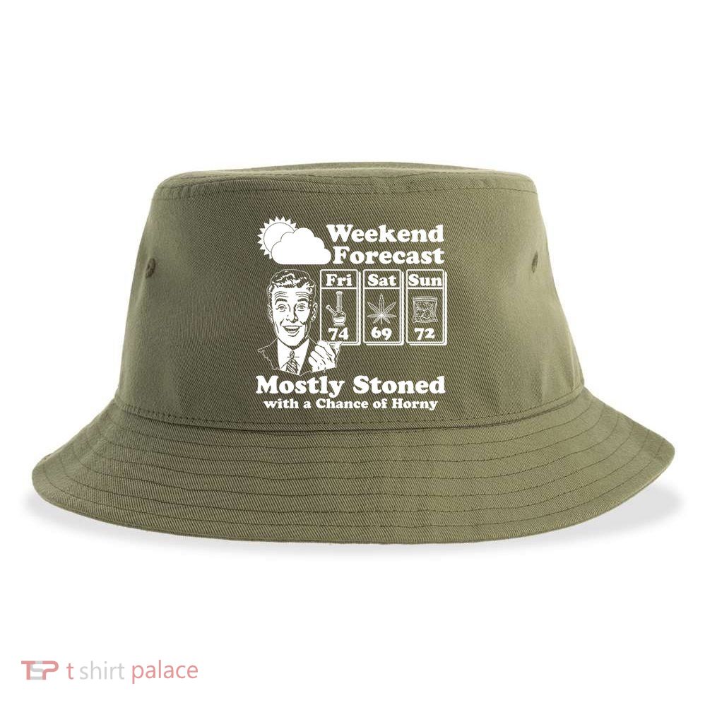 Weekend Forecast Mostly Stone With A Chance of Horny Vintage Retro Sustainable Bucket Hat