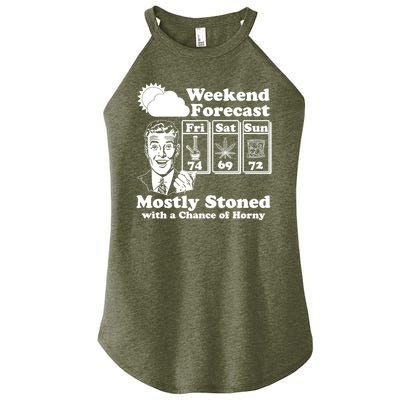 Weekend Forecast Mostly Stone With A Chance of Horny Vintage Retro Women's Perfect Tri Rocker Tank