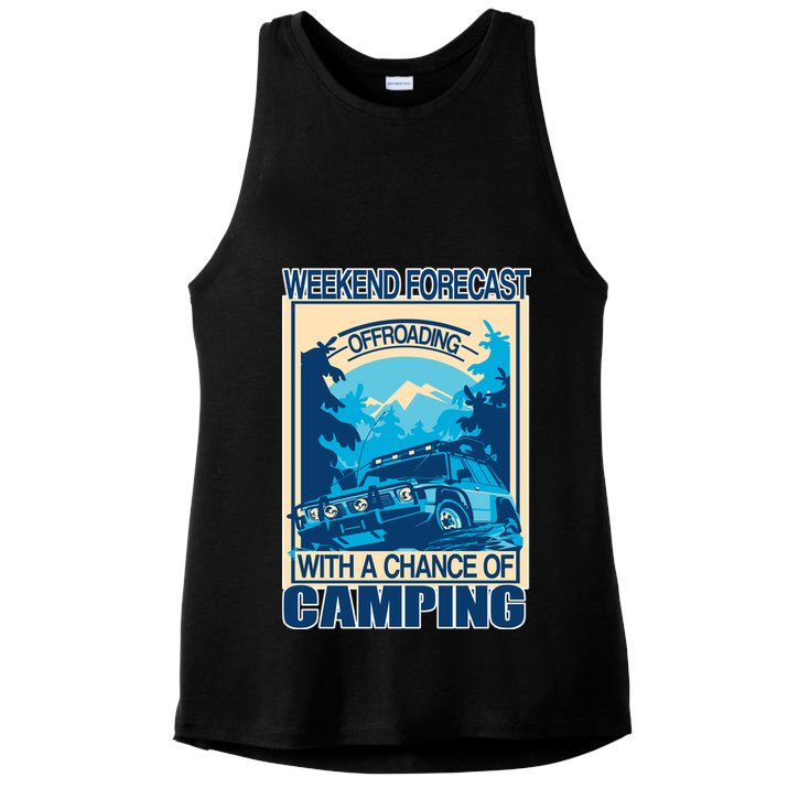 Weekend Forecast Offroading Chance Of Camping Ladies PosiCharge Tri-Blend Wicking Tank