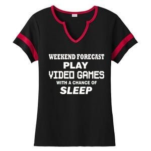 Weekend Forecast Play Video Games Ladies Halftime Notch Neck Tee