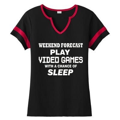 Weekend Forecast Play Video Games Ladies Halftime Notch Neck Tee