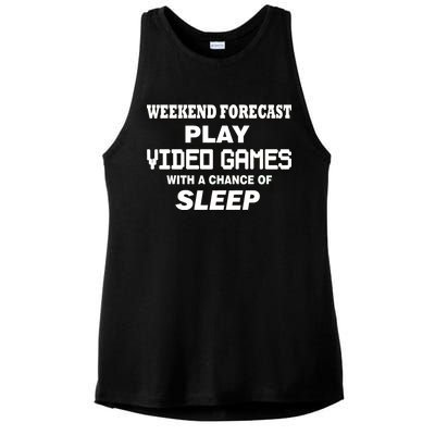 Weekend Forecast Play Video Games Ladies PosiCharge Tri-Blend Wicking Tank