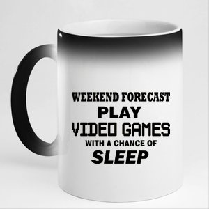 Weekend Forecast Play Video Games 11oz Black Color Changing Mug