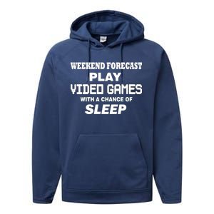 Weekend Forecast Play Video Games Performance Fleece Hoodie