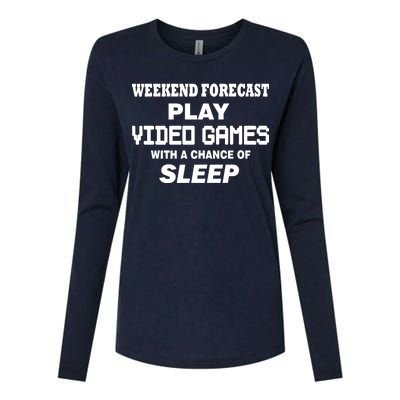 Weekend Forecast Play Video Games Womens Cotton Relaxed Long Sleeve T-Shirt